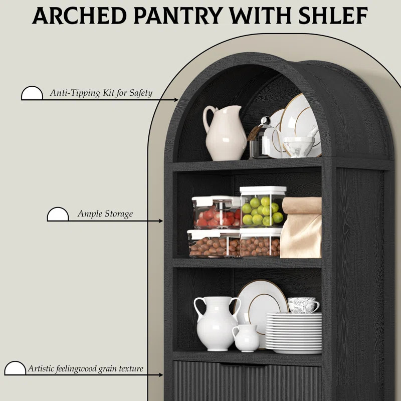 71" Arched Storage Bookcase, Display Cabinet | Wayfair North America