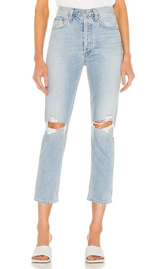 Riley High Rise Straight Crop in Clear Skies | Revolve Clothing (Global)