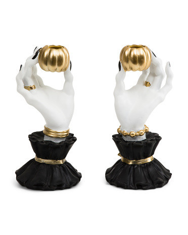 2Pk Witch Hand Candle Holders, Gold | TJ Maxx