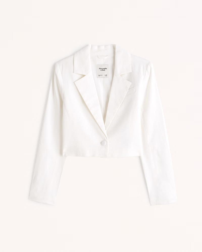 Cropped Linen-Blend Blazer | Abercrombie & Fitch (US)