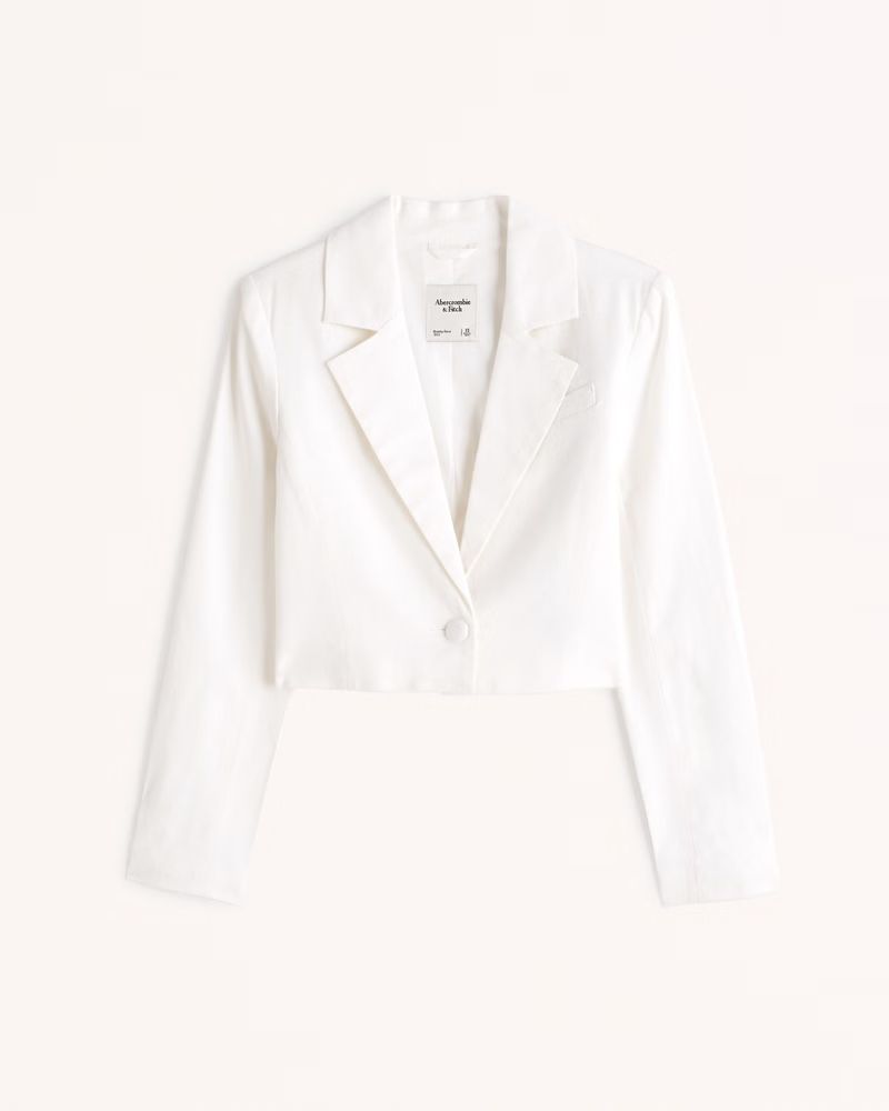 Cropped Linen-Blend Blazer | Abercrombie & Fitch (US)