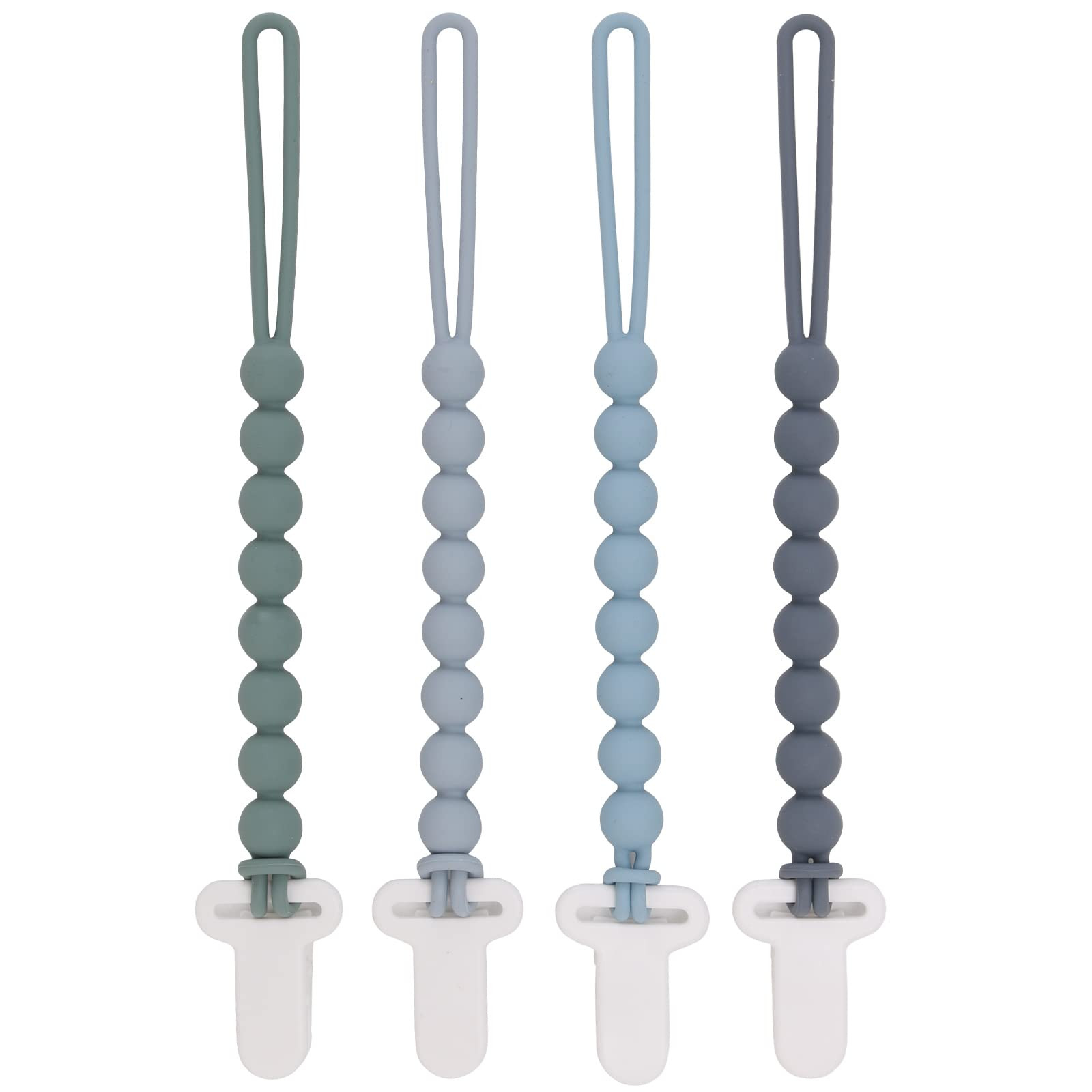 4-Pack Silicone Pacifier Clips with One-Piece Beads for Baby Boys and Girls - Flexible and Rust-F... | Amazon (US)