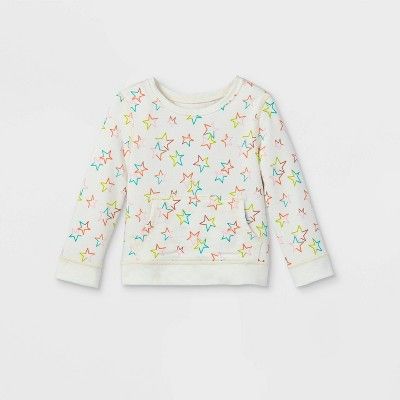 Toddler Girls' Adaptive Abdominal Access Star Pullover Sweatshirt - Cat & Jack™ Cream | Target