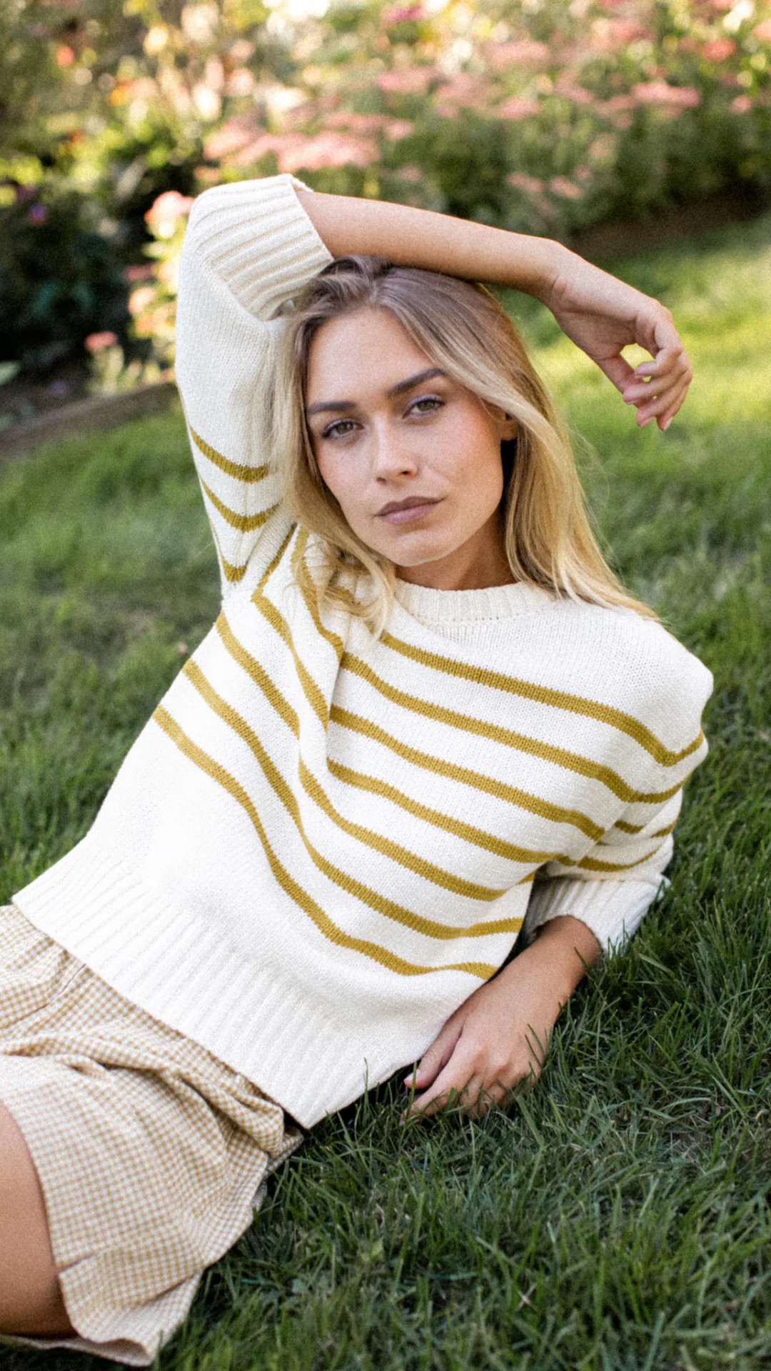 Lake Sweater - Ivory/Chartreuse Stripe | Marea