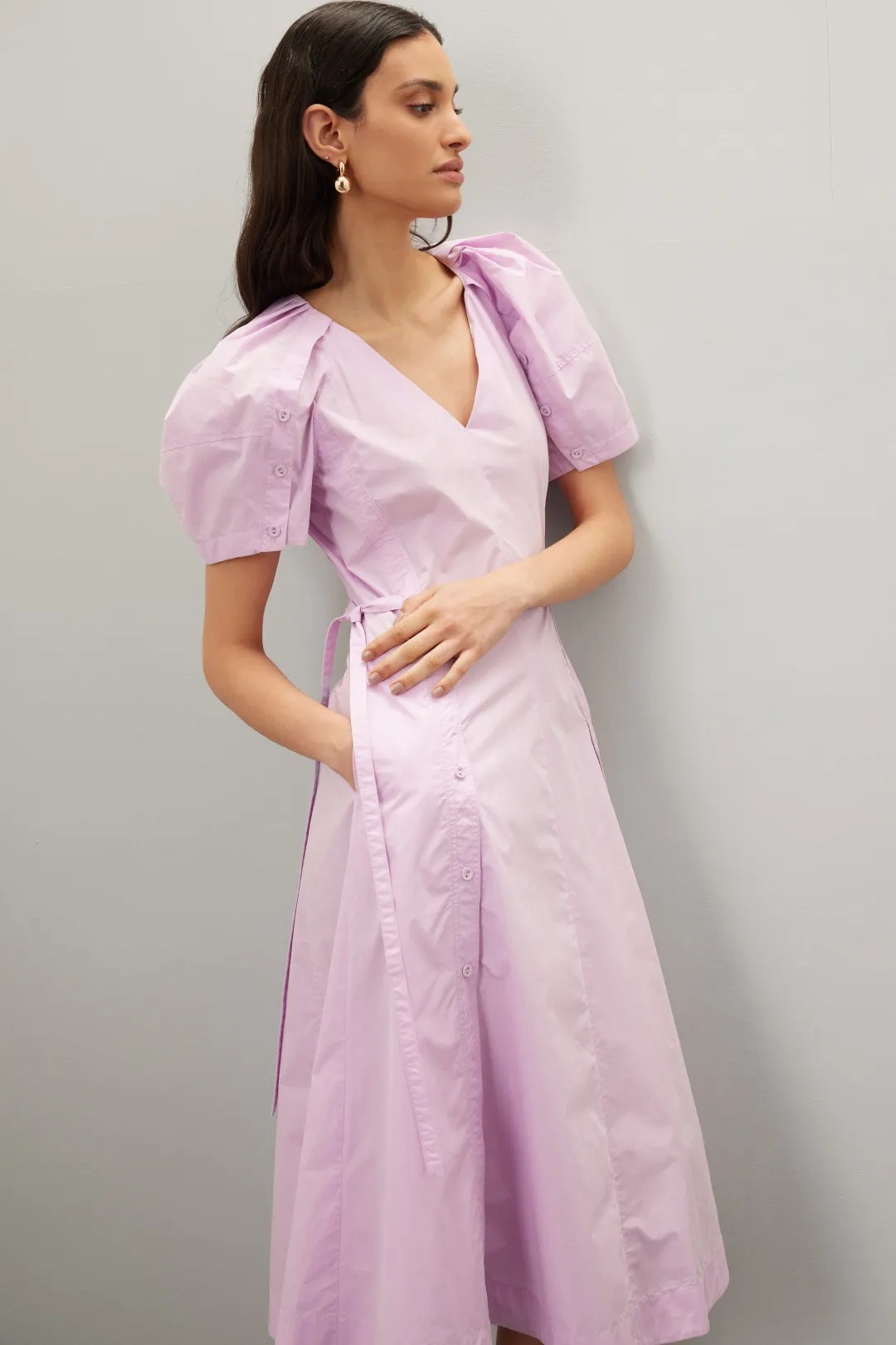 Puff Sleeve Midi Dress | Rent the Runway