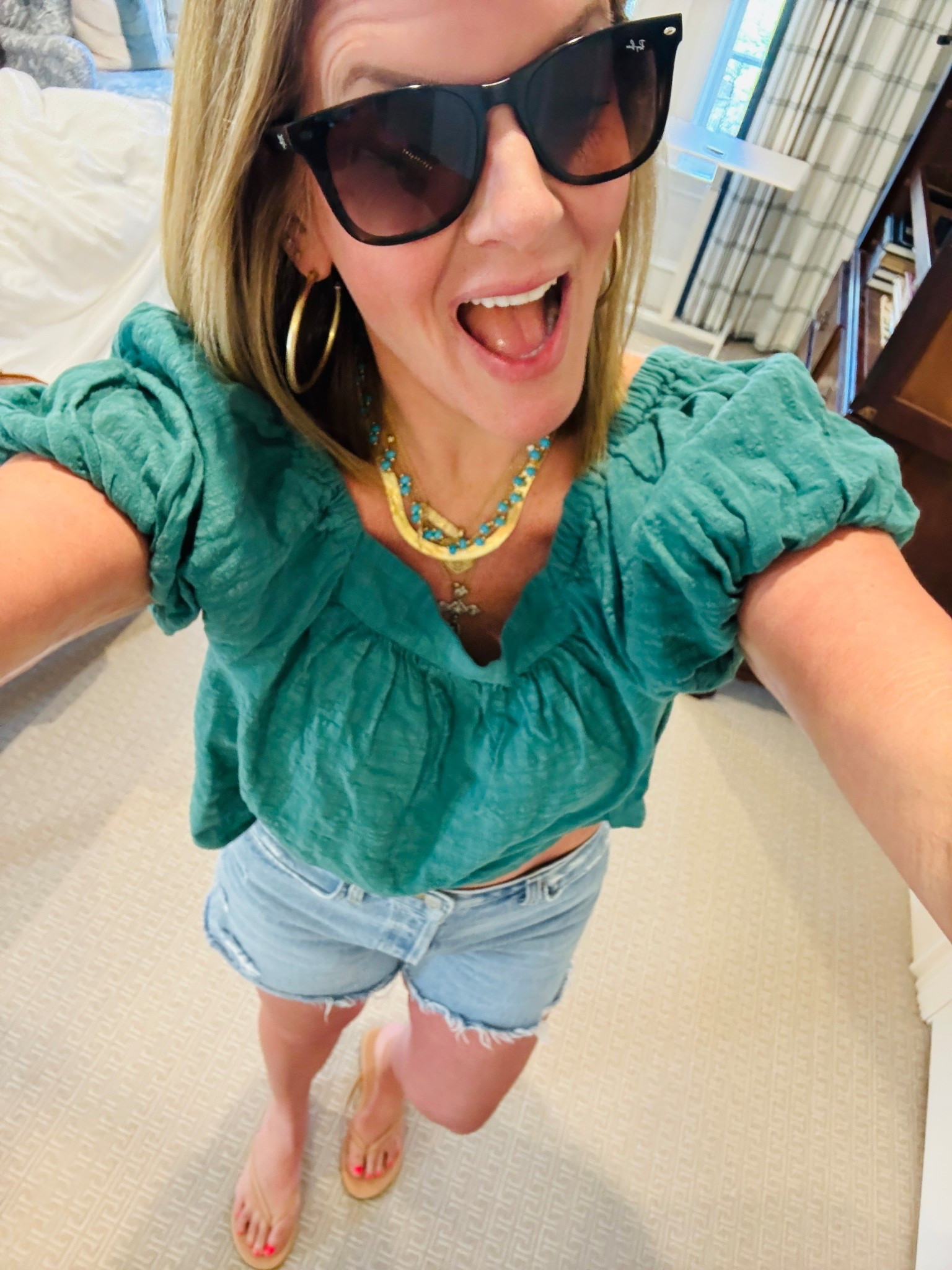 My favorite nude flip flops are back in stock!!! Get them now bc my size already sold out in one. 

Y’all, you won’t find a better everyday flip flop! 

I’ve worn Tkees for years and they’re still my go-to. So soft, so comfortable, and they go with everything.

And these colors blend so well with my feet and when you have giant feet like I do, blending is a good thing! 

My top and shorts are on sale too! 

#LTKOver40 #LTKootd