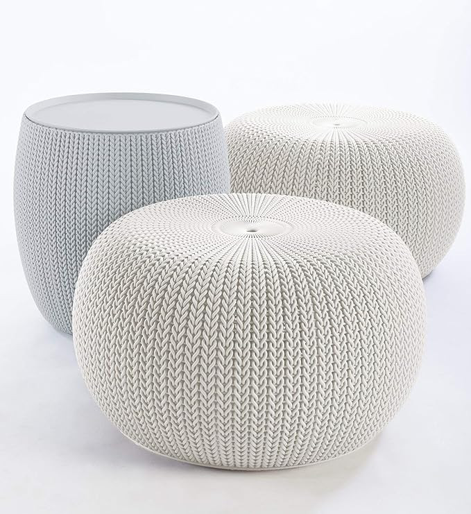 Keter 234242 Urban Knit Pouf Set, Cloudy Grey/Oasis White | Amazon (US)