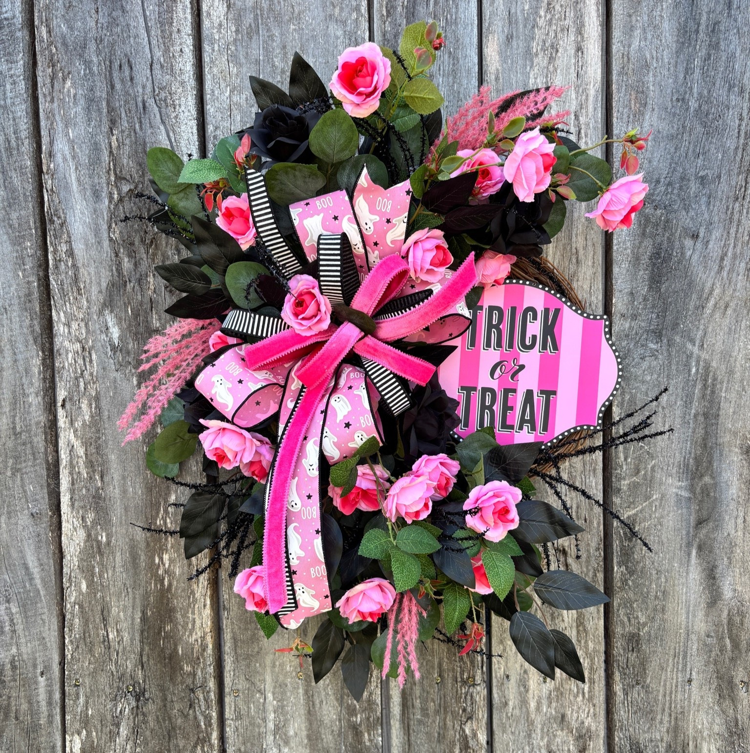 🩷🖤 Summerween just got a little sweeter! 🖤🩷

This pink and black “Trick or Treat” wreath is officially NOW AVAILABLE in our Etsy shop! Featuring gorgeous pink roses, spooky ghost ribbon, dramatic black accents, and the cutest Halloween sign, it’s the perfect mix of spooky and chic.

👻 If you’re ready to add a fun pop of pink to your Halloween decor…

#LTKU #LTKHome #LTKSeasonal