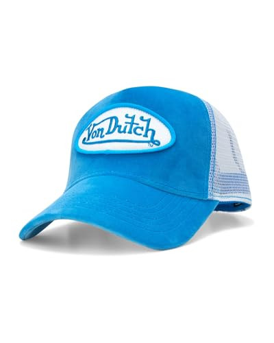 Von Dutch Unisex Trucker Hat - Velvet Curved Bill Mesh Back Retro Classic Adjustable Snapback Baseball Cap for Men and Women, Size One Size, Blue | Amazon (US)