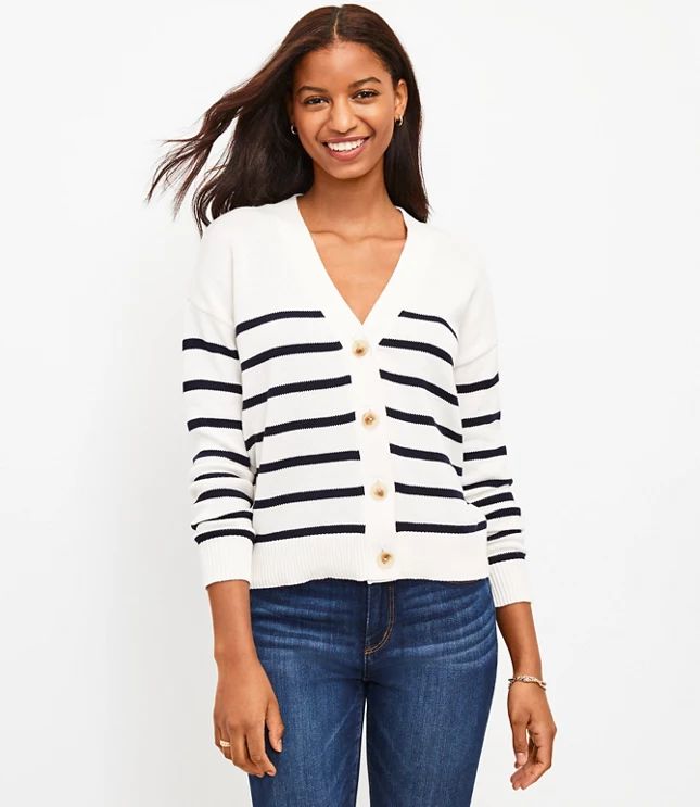 Striped V-Neck Cardigan | LOFT