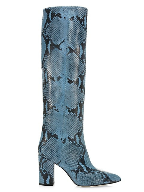 Knee-High Python-Embossed Leather Boots | Saks Fifth Avenue