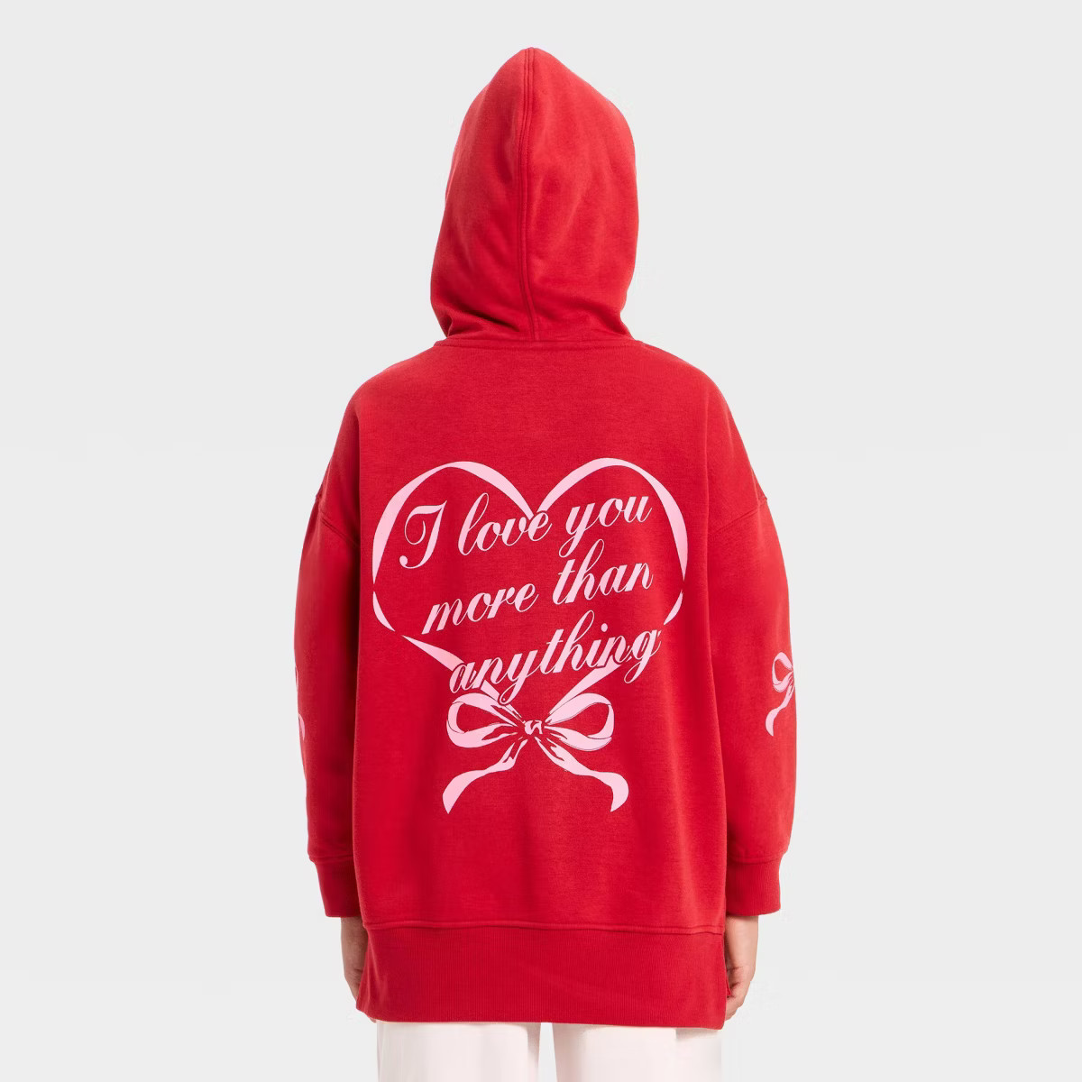 Girls' "I Love You" Graphic Fleece Hoodie - art class™ Red | Target