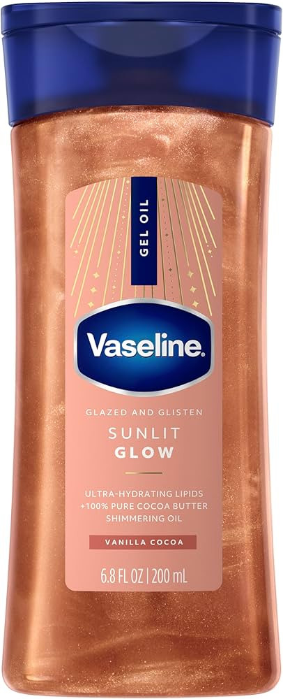 Vaseline Glazed and Glisten Sunlit Glow Body Gel Oil Vanilla Cocoa Shimmering with Ultra-Hydratin... | Amazon (US)