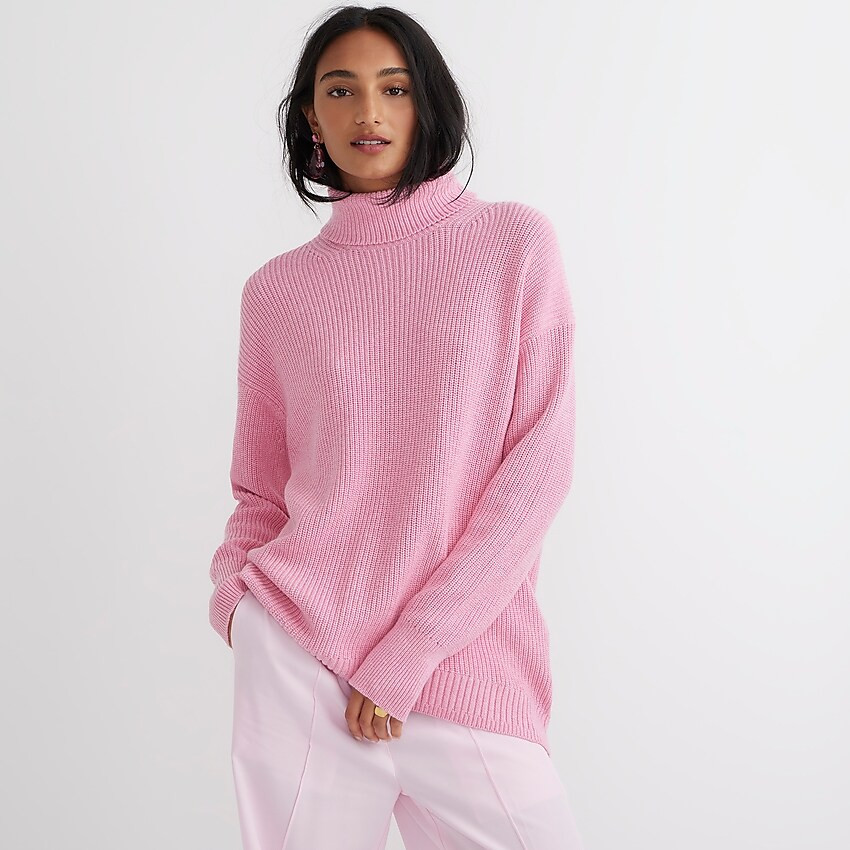Ribbed cotton-cashmere relaxed turtleneck sweater | J. Crew US