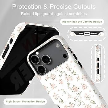 for iPhone 17 Pro Max Case for Women Cute Aethetic Flowers Design [Compatible with Magsafe] White... | Amazon (US)