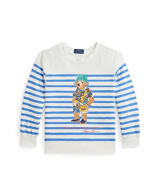 Toddler and Little Boys Polo Bear Striped Fleece Sweatshirt | Macy's