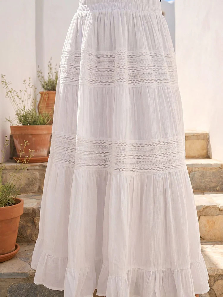 Roman White Lace A Line Midi Skirt | Next US