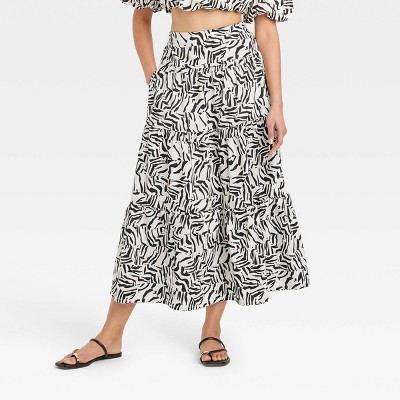 Women's Taffeta Maxi Skirt - A New Day™ Black/White XS | Target