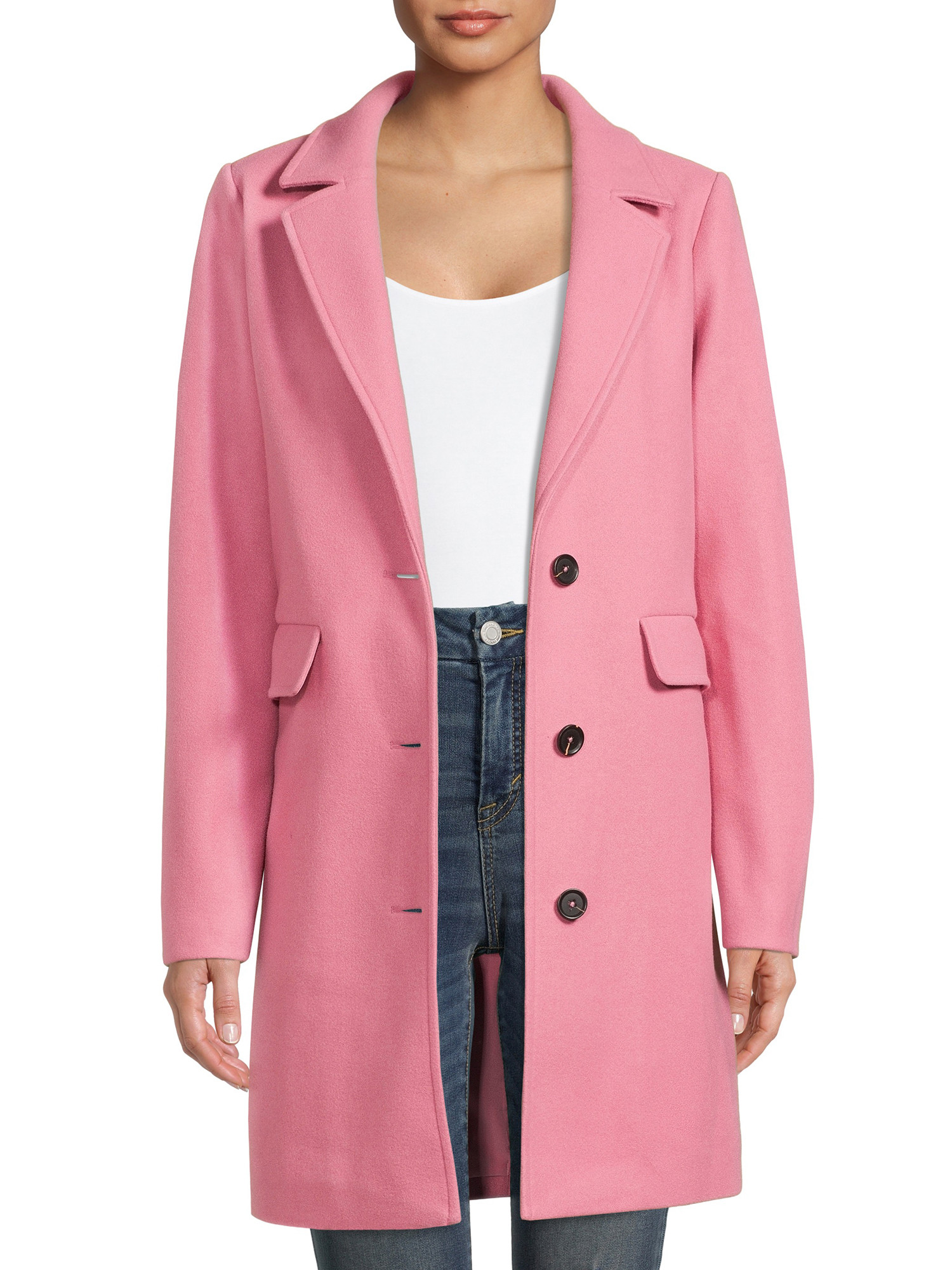 Time and Tru Women’s Faux Wool Dad Coat | Walmart (US)