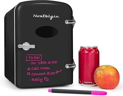 Nostalgia RF6RRBK Retro 6-Can Personal Cooling and Heating Mini Refrigerator with Eraser Board Do... | Amazon (US)