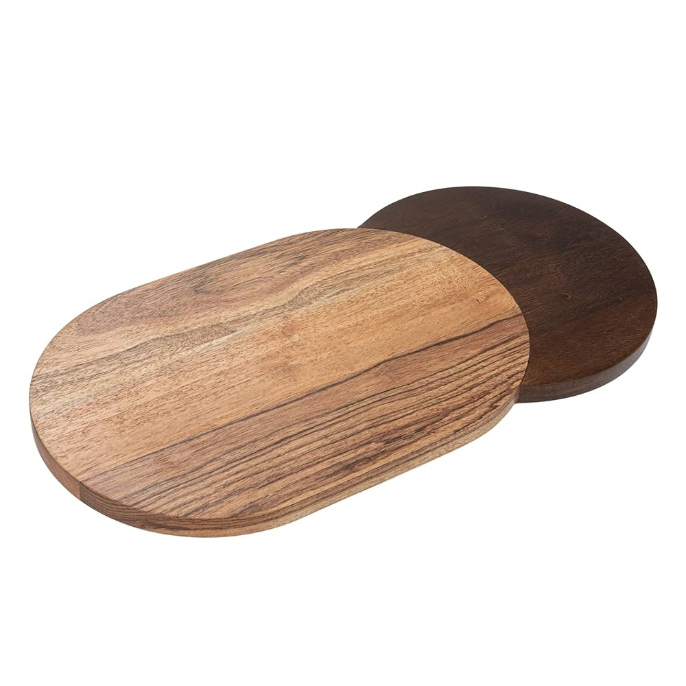 Bloomingville Oval Two-Tone Wood Cheese and Serving Board, Natural and Walnut | Amazon (US)