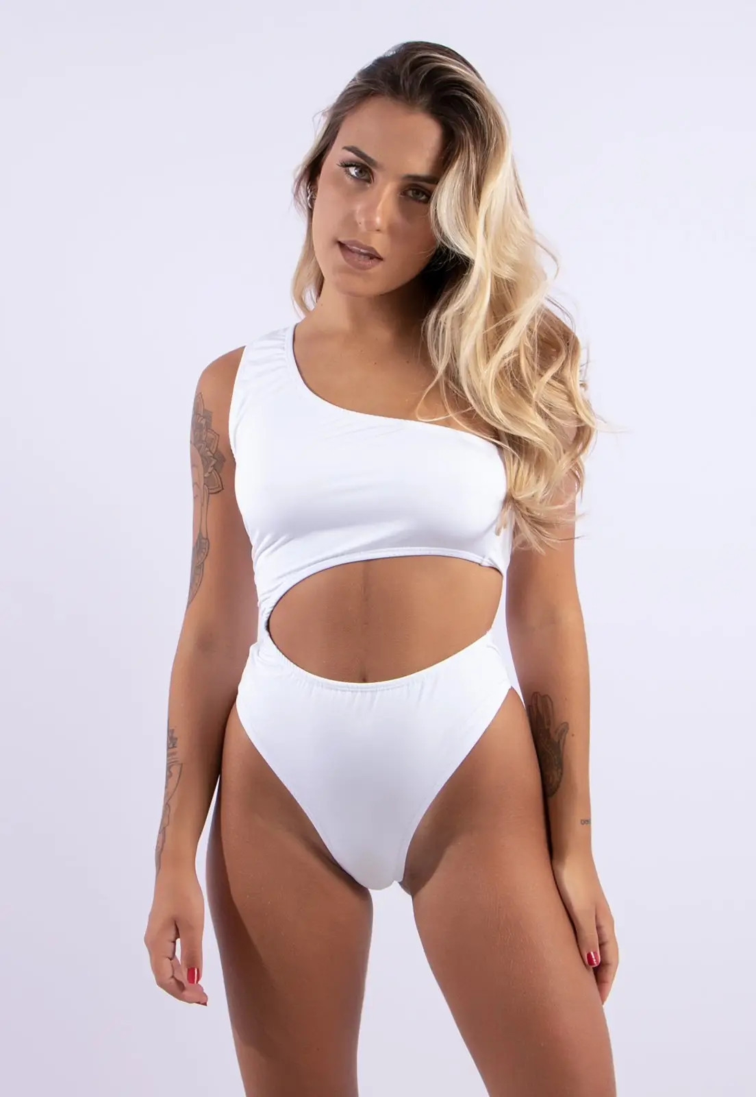 Body Maiô Fitss Uma Alça Recorte Branco Delícia | Dafiti (BR)