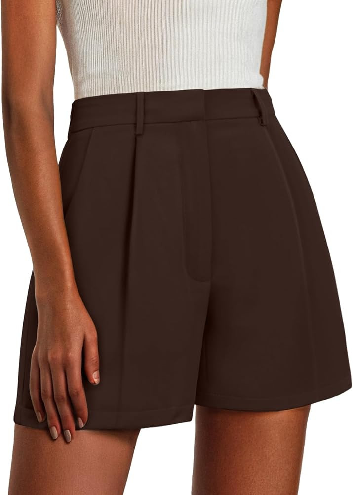 Feiersi Womens Shorts Dressy Casual Elastic Waisted Tailored Work Shorts with Pockets | Amazon (US)