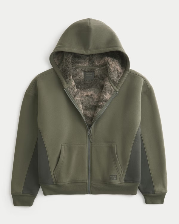 Hollister x Crocs Sherpa-Lined Zip-Up Hoodie | Hollister (US)