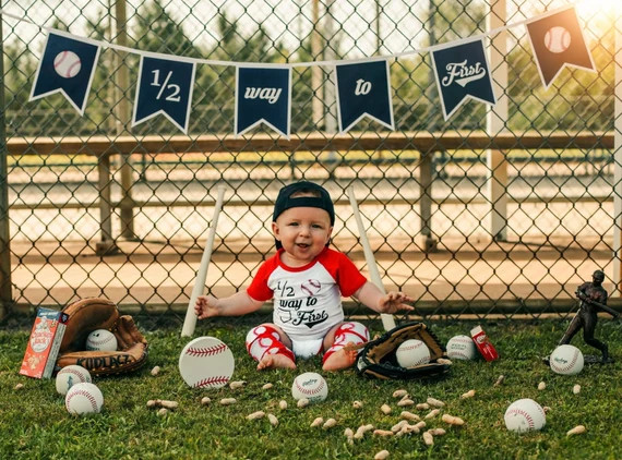 6 Months Half Halfway Birthday Personalized Baseball Outfit - Etsy | Etsy (US)