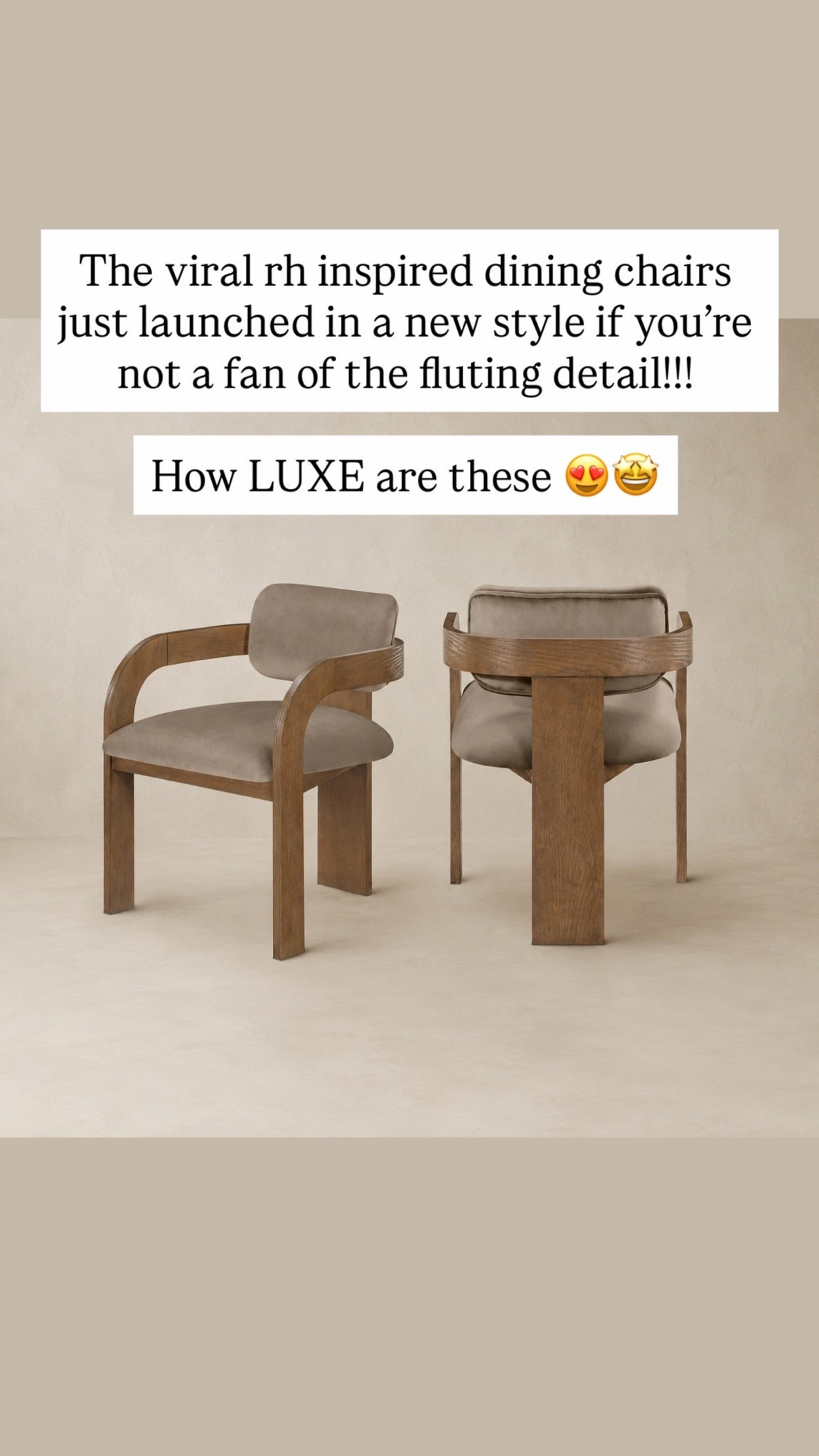 The viral rh inspired dining chairs just launched in a new style if you're not a fan of the fluting detail!!!
How LUXE are these