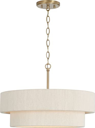 Capital Lighting 349841MA Delaney Modern Hand-Wrapped Rope Drum Pendant Ceiling Light Fixture, 4-Light 240 Total Watts, 13" H x 20" W, Matte Brass | Amazon (US)