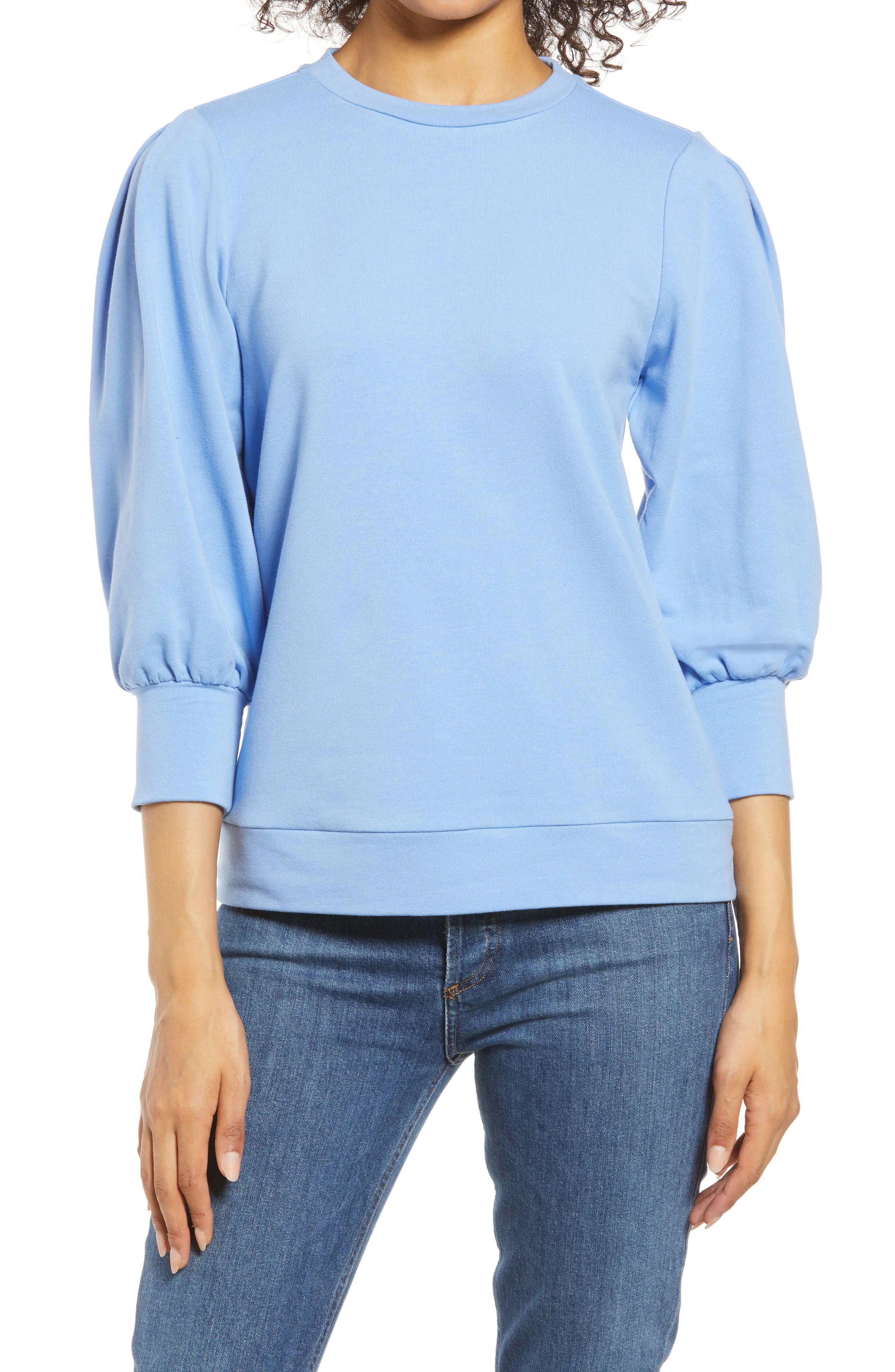 Women's Nordstrom Ballon Sleeve Sweatshirt, Size X-Small - Blue | Nordstrom