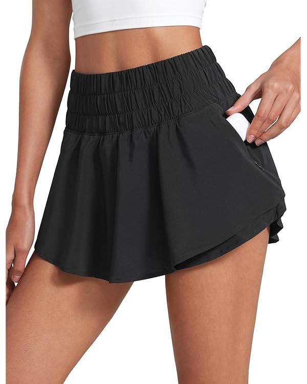 CRZ YOGA Athletic Shorts for Women High Waisted Flowy Ruffle Skirt Overlay for Workout Running Te... | Amazon (US)