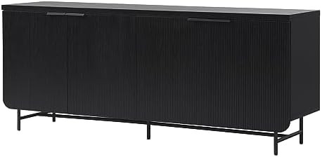 Walker Edison Reema Fluted 4-Door Kitchen Sideboard Buffet Console, 69 Inch, Black | Amazon (US)