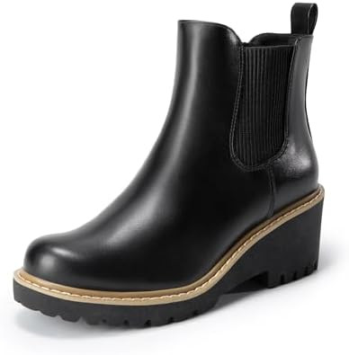 DREAM PAIRS Women's Wedge Chelsea Ankle Boots Fashion Round Toe Low Wedge Heel Platform Booties S... | Amazon (US)