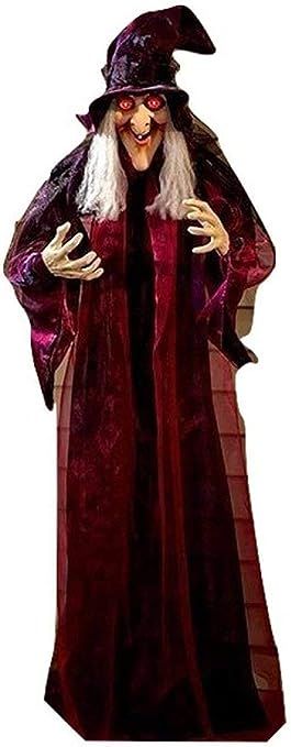 KNL Store 71" Life Size Hanging Animated Talking Witch Halloween Haunted House Prop Decor (1) | Amazon (US)