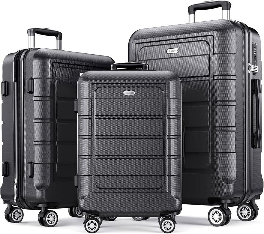 SHOWKOO Luggage Sets Expandable Suitcase Double Wheels TSA Lock (Gray) | Amazon (US)