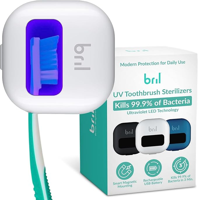 Bril UV-C Toothbrush Cleaner and Holder – Wall Mounted Toothbrush Head Cover, Electric & Manual... | Amazon (US)