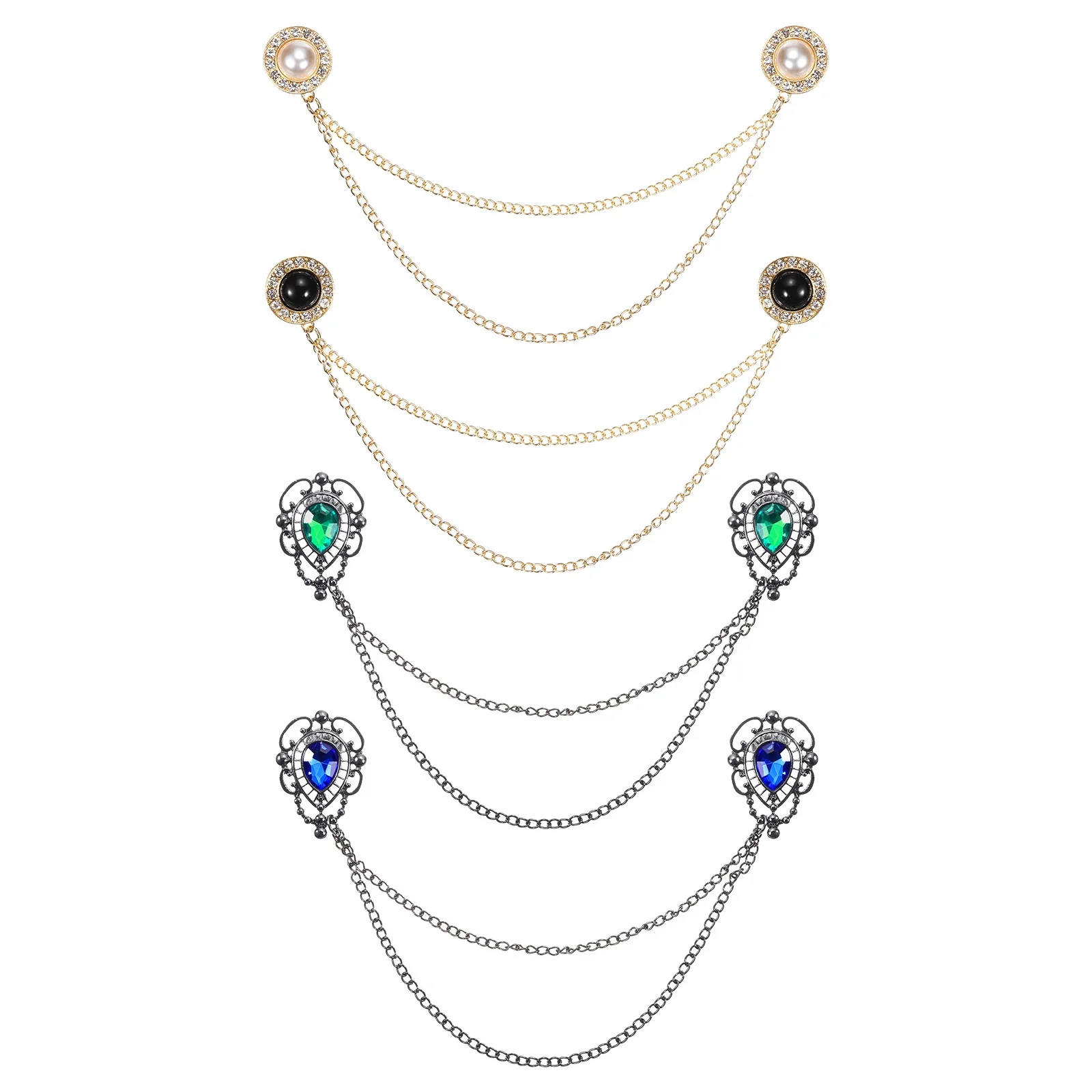 Uxcell 4 Pack Sweater Clips Vintage Cardigan Collar Clips with Chain for Women | Walmart (US)