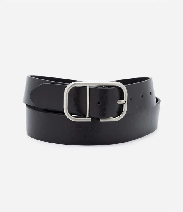 Cinto Médio em Pu com Fivela em Metal Preto | Renner (BR)
