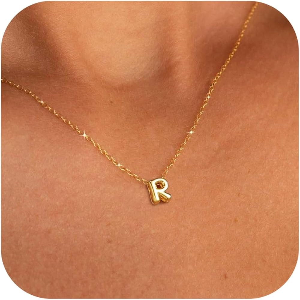 Bubble Letter Necklace Initial Necklaces for Women Name Necklace Personalized Bubble Pendant Neck... | Amazon (US)