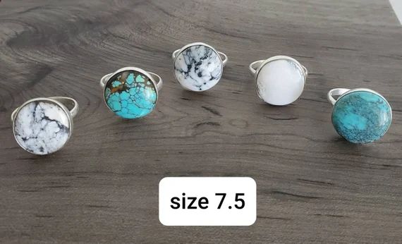 Beautiful Turquoise and White Buffalo Rings *Sterling Silver *Genuine stones | Etsy (US)
