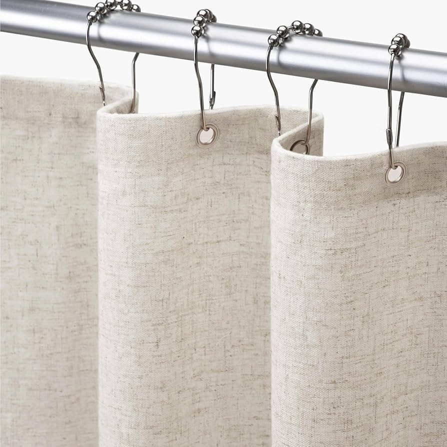 Awellife Shower Curtain Linen Textured Boho Farmhouse Shower Curtains for Bathroom Fabric Cream C... | Amazon (US)