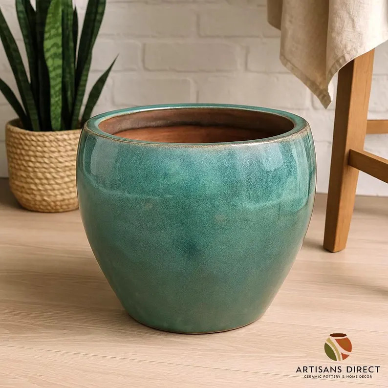 Contemporary Large Ceramic Planter - Indoor Outdoor Pots | Speckled Glaze | Drainage Hole|DECORA ... | Etsy (Global)