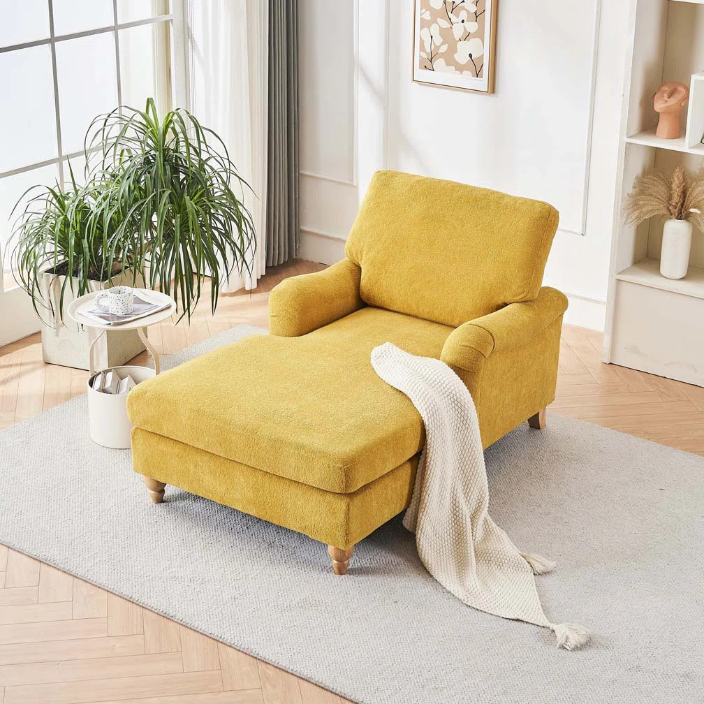 Red Barrel Studio Chenille Fabric Indoor Oversized Chaise Lounger Comfort Sleeper Sofa with Soild... | Wayfair North America