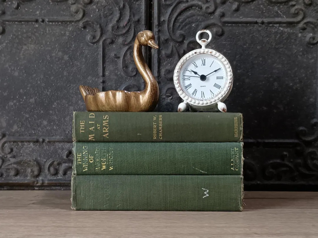 Green Antique Book Set, Vintage Decorative Book Stack, Old Decorative Books, Bookshelf Decor - Et... | Etsy (US)