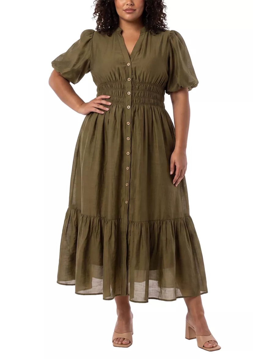 Women's Shirred Button Front Dress | Belk