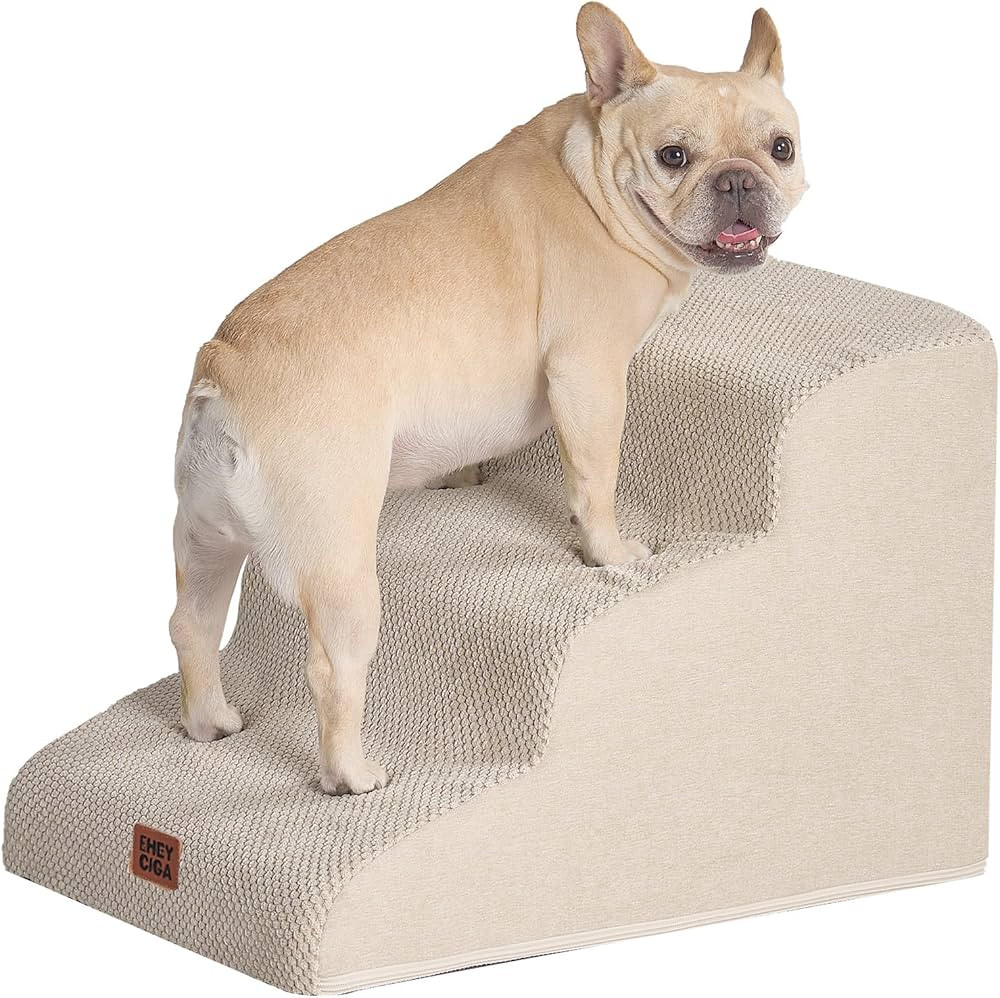 EHEYCIGA Curved Dog Stairs Ramp for Small Dogs 15.7" H, 3-Step Dog Steps for Couch Sofa and Chair... | Amazon (US)