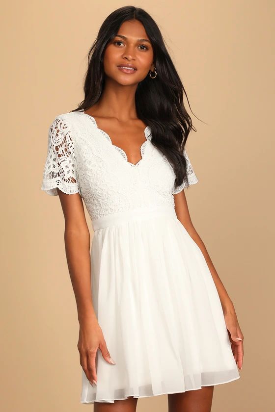 Angel in Disguise White Lace Skater Dress | Lulus (US)