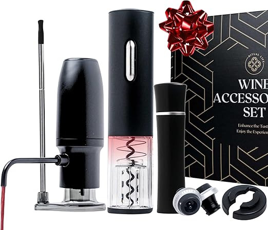 Wine Accessories Set - Rechargeable Electric Wine Opener, Wine Aerator Pourer, Vacuum Pump and Wi... | Amazon (US)